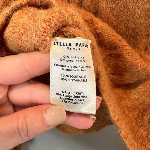 Stella Pardo Paris Orange Tan Alpaca “Misae” Pullover Mock Neck Sweater - XS EUC - Picture 9 of 9